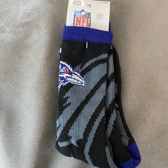 Men's AKM Baltimore Ravens Crew Socks - Large - Picture 1 of 5